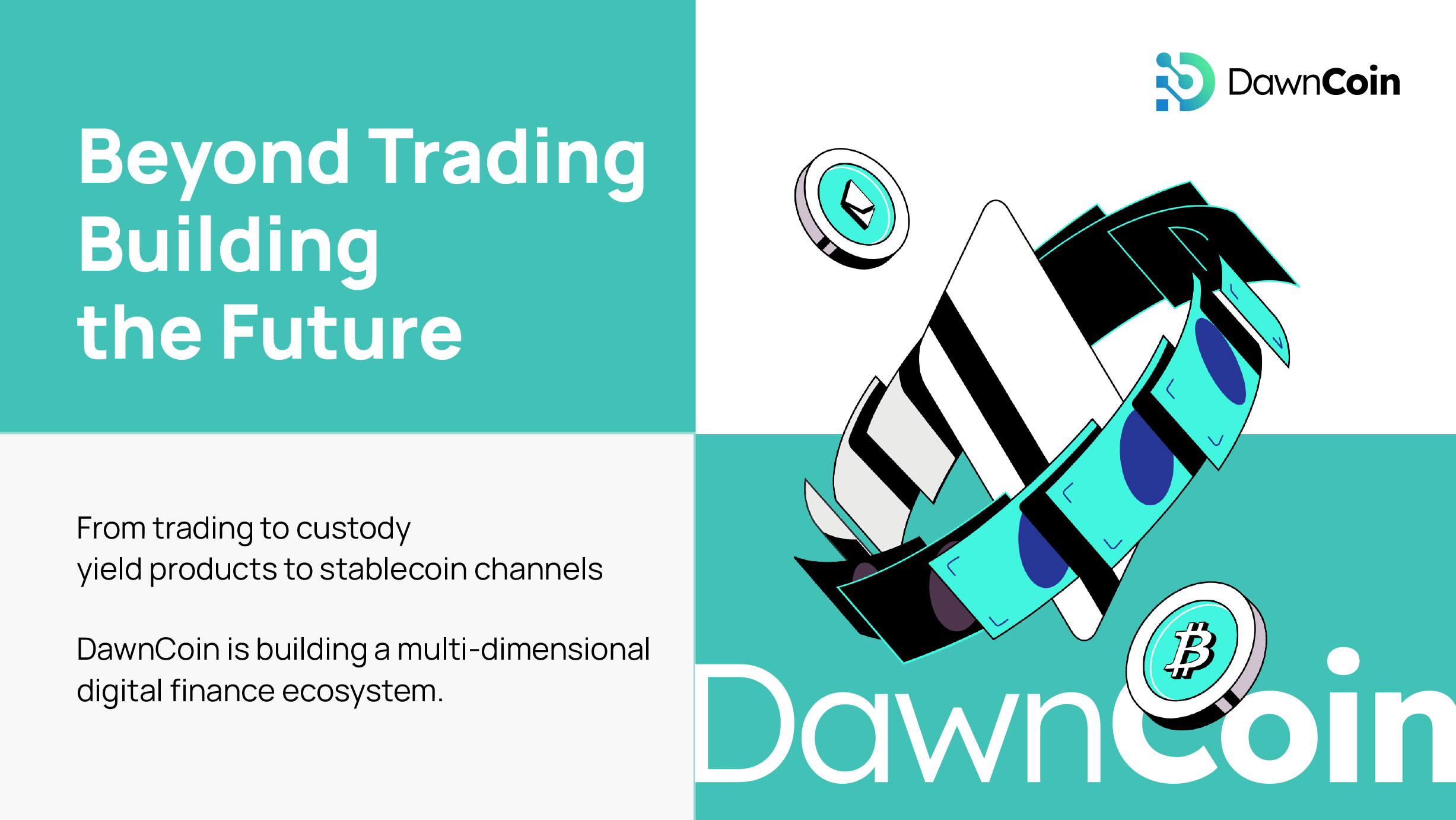 DawnCoin's four strategic dimensions: regulation, security, users, and intelligence